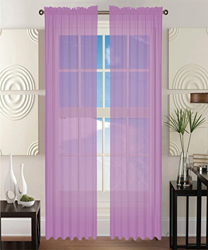 2-Piece Solid Lavender Purple Sheer Window Curtains/Drape/Panels/Treatment 60"w X 84"