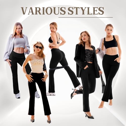 walifrey flare leggings with pocket for womenhigh waisted opaque flare pants for yoga workout