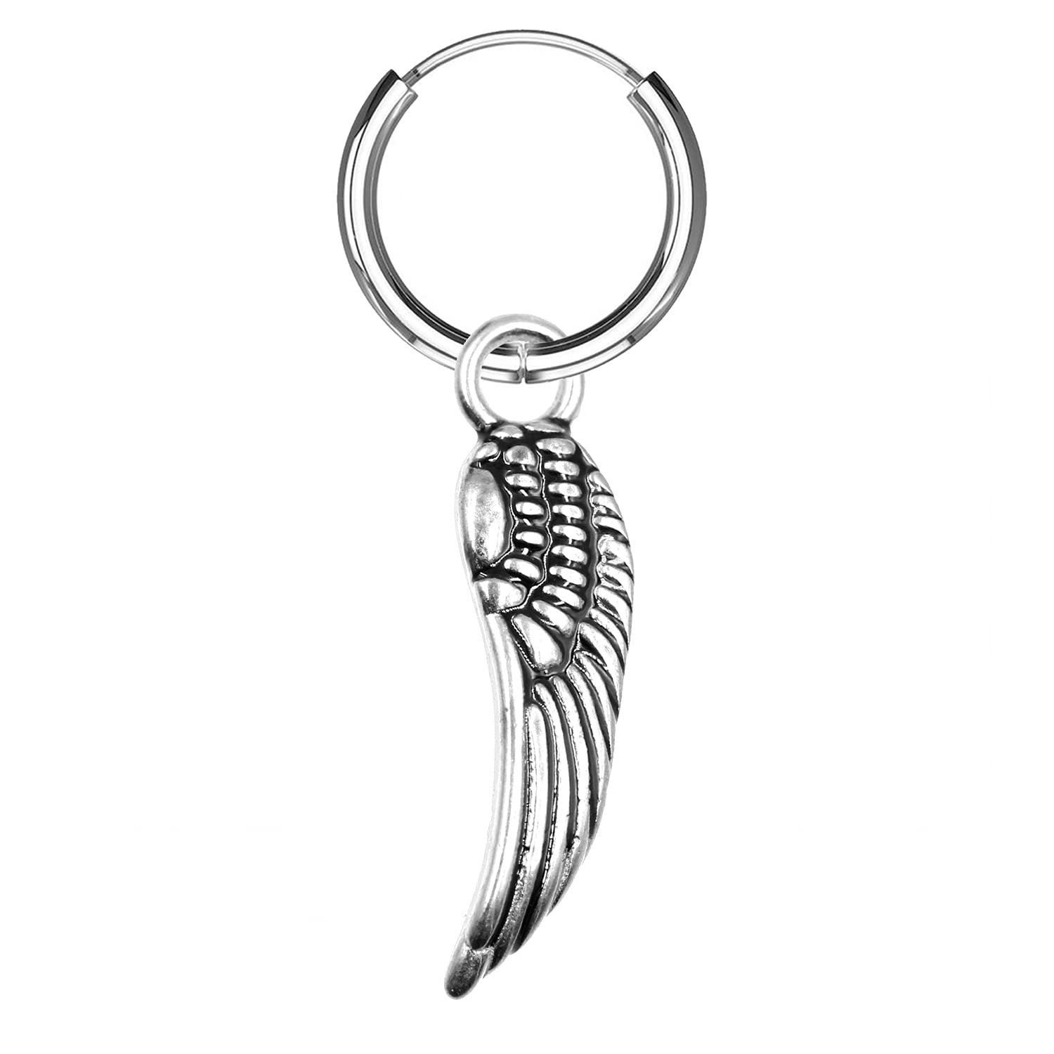 AWAKEN Pendientes Arete Piercing Unisex Earring para hombre y mujer con forma de cruz, pluma y ala de guitarra, de acero quirúrgico 316L, unisex, Acero quirúrgico 316L PO-395-430-431-374-119