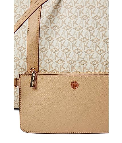 Anne Klein AK Cube Logo Weekender w/Pouch Oatmilk/White/Oatmilk One Size4