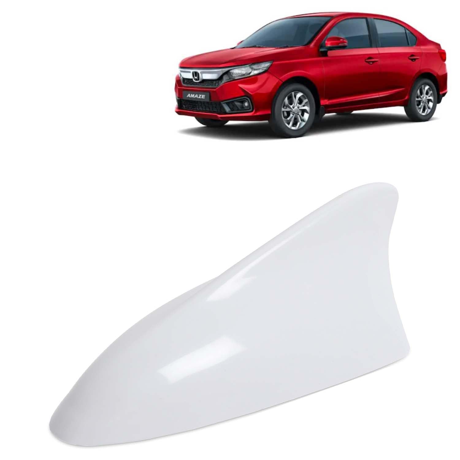 KINGSWAY Accessories Shark Fin Car Antenna Universal Size and Compatible with Honda Amaze Year 2023 to 2024, Car Radio FM AM, DIY Easy Replacement Original Car Antenna, 1 Piece, White Color