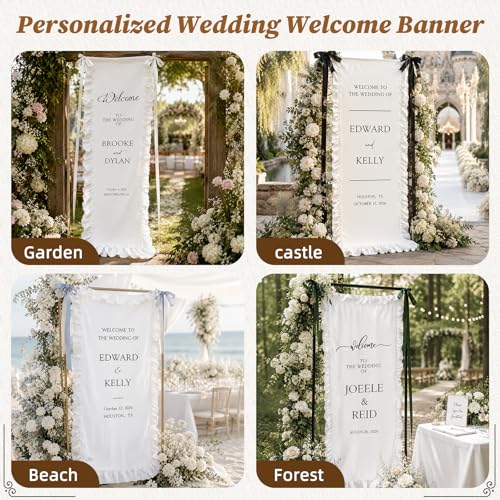 Image of Personalized Wedding Welcome Sign with Ruffled Edges, Custom Welcome Sign