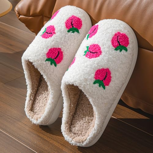 Women Home Slippers Cute Pattern Fruit Series Slippers Indoor Outdoor Cozy Shoes Warm Soft Plush Bedroom Slides Fuzzy Closed Toe Non-Slip Memory Foam Fleece Winter Comfy House Slipper2