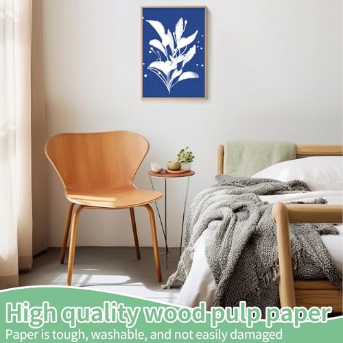 36 Stück A5 Cyanotypie Papier Kit, Hochempfindlich Sonnendruckpapier Solarpapier mit Kunststoffwerkzeug und Klammer Solar Fotopapier für Heimwerken Basteln