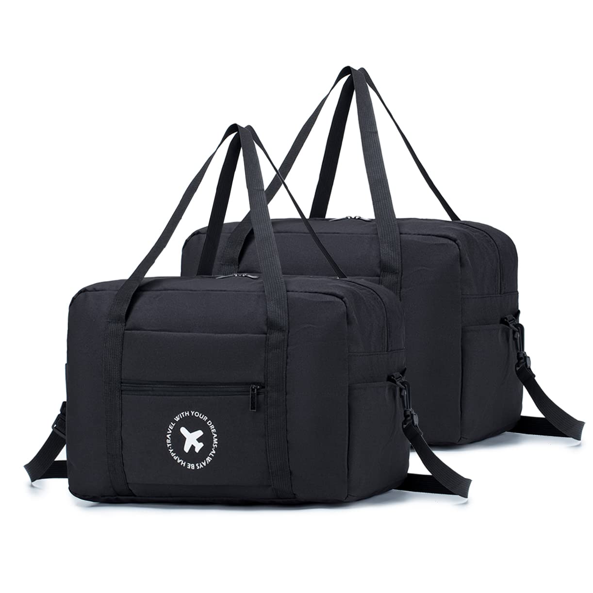 BAGZY 2x Torba Podręczna Ryanair 40x20x25 Składana Torba Kabinowa 20L Lekka Torba Sportowa na Weekend dla Kobiet i Mężczyzn Czarny