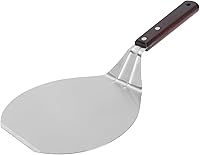 Vista 1 de Espátula de pizza de acero inoxidable, espátula de cocina para pasteles, pizza, panqueques, salteado (espátula redonda para pizza, mango de madera)