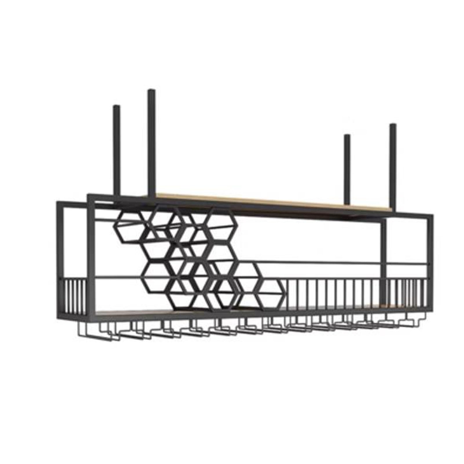 Porte-bouteilles de plafond, style industriel multifonction avec support en verre inversé pour restaurant, bar, café