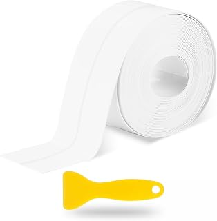 White Caulk Tape Self Adhesive Waterproof 1.97" x26.25Ft, Bathroom Peel & Stick Caulking Tape for Floor Tile Corner Trim & Shower, Toilet Bathtub Caulking Sealant Strip for Kitchen, Countertop, Sink
