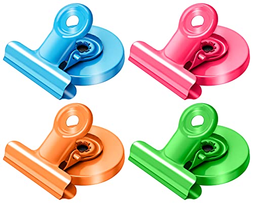 Artcut 4 Pack Magnetic Clips, Scratch-Resistant Fridge Magnets, Colorful Whiteboard Magnets, Magnets for Whiteboard, Strong Magnets, Notice Board Magnets Perfect for Kitchen, Home, Office, School