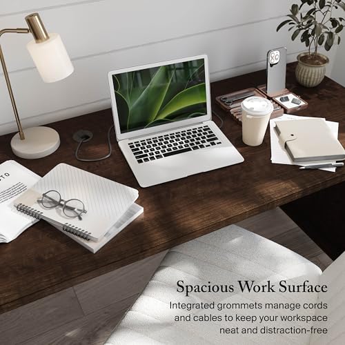 Bush Home 72-inch Home Office Desk with Drawers, Large Computer Table for Personal Workspace, Somerset Collection, Mocha Cherry