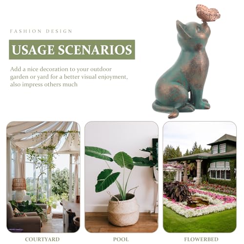 Figurine de chat en résine compacte et facile à nettoyer