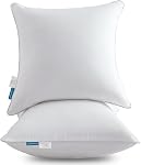 Oubonun 18 x 18 Oreiller Inserts (ensemble de 2) - Lancer des inserts d'oreiller avec 100% Couverture en coton - 18 Inserts d'oreiller canapé intérieur de pouce carré - Paire d'oreillers décoratifs - Oreiller de couleur blanche
