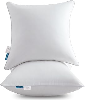 Oubonun 20x20 Throw Pillow Inserts Set of 2 - 100% Cotton Cover, Fluffy High-Density Fill for Sofa Couch Bed Decor