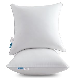Oubonun 18x18 Pillow Inserts Set of 2 - Throw Pillow Inserts with 100 Cotton Cover - 18 Inch