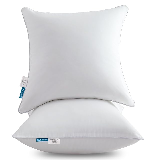 Oubonun 18x18 Pillow Inserts Set of 2 - Throw Pillow Inserts with 100 Cotton Cover - 18 Inch