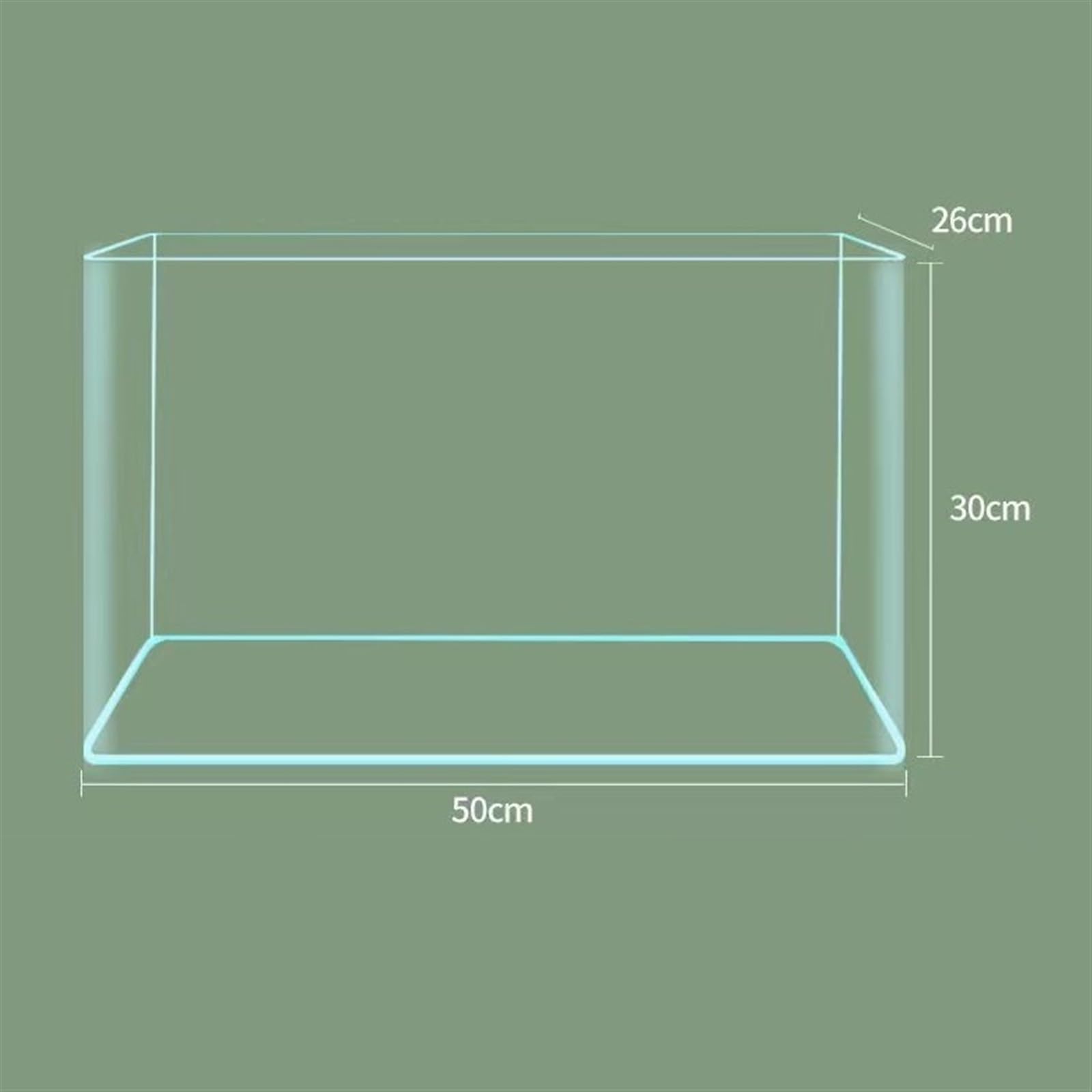 Akwarium Szklane akwarium Zakrzywiona krawędź Salon Małe akwarium Pulpit Przezroczyste szklane akwarium Komora do hodowli żółwi do ekspozycji na biurku(50x26x30cm)