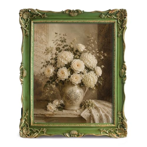 Image of Saysmile 8x10 Vintage Picture Frames, White Antique Gothic Frames with Glass Front, Elegant Photo Frame for Wall or Tabletop Display, Retro Wall Picture Frames For Home Decor, Gift Ideas