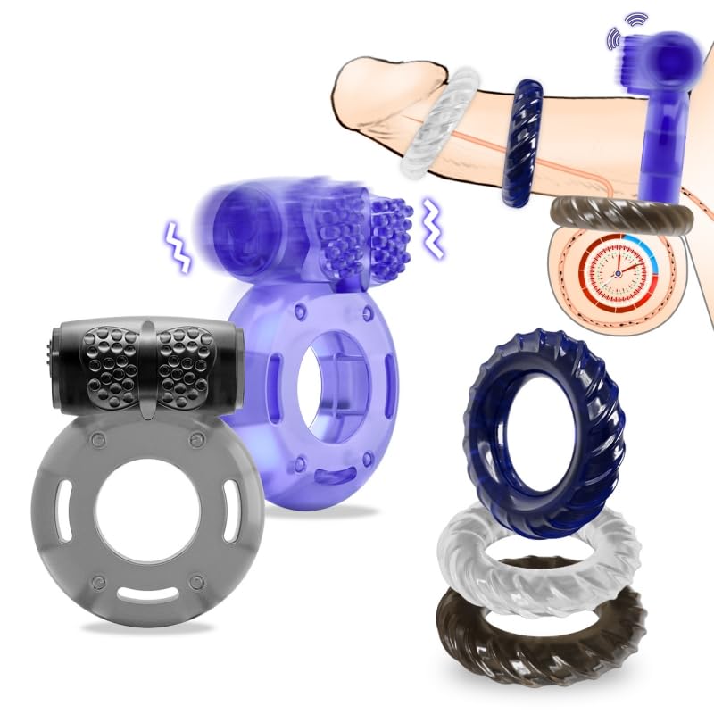 Sex Toys Vibrating Cock Ring 5Pcs Penis Ring Cock Sleeve Cockring Clitoral Vibrator Couples Sex Toys Penis Sleeve