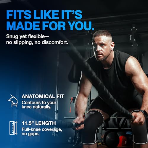 Image of Modvel 7mm Neoprene Knee Sleeves for Men & Women Weightlifting & Powerlifting - Compression Knee Sleeve Support for Squats, Gym, Training - USPA, IPL Approved - X-Large Black /white (Pair)