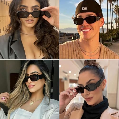 Rectangle Sunglasses for Women Men Vintage 90s Designer Styles Fashion Narrow Square Frame2