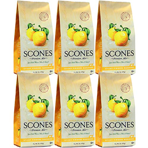 English Scone Mix, Lemon Poppyseed by Sticky Fingers Bakeries – Easy to Make English Scones Fresh Baked, Makes 12 Scones (6 pk)