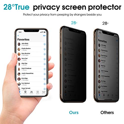 Otao Privacy Screen Protector For Iphone 11 Pro/Iphone X/Xs 5.8Inch True 28°Anti Spy Tempered Glass Full-Coverage (2 -Pack) #TOP2