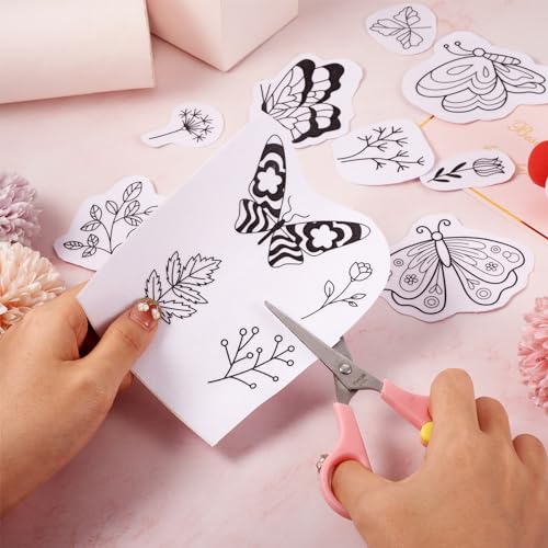 Image of Magibeads 64 Patterns Butterfly Flower Water Soluble Embroidery Patterns Spring Theme Stick and Stitch Transfer Embroidery Paper for Adult Beginners Hand Sewing Starter Kit