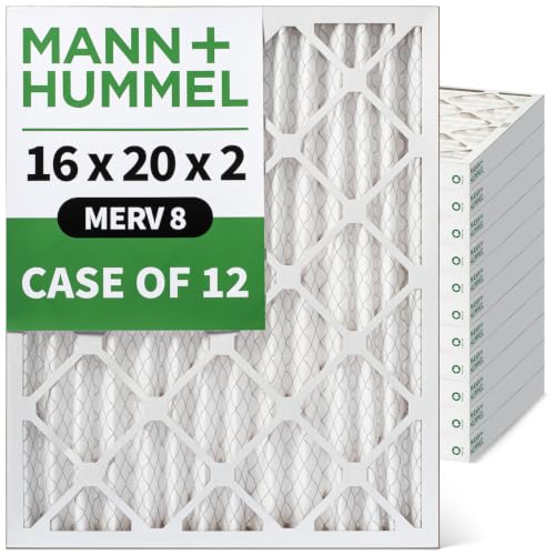 MANN+HUMMEL 16x20x2 MERV 8 Pleated 2 AC Furnace Air Filter. Case of 12