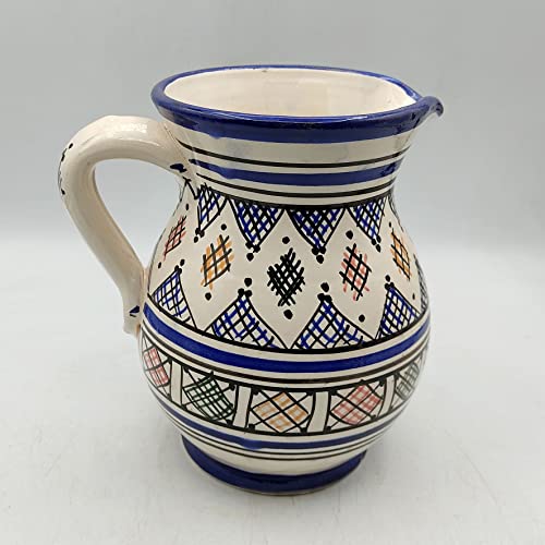 Brocca Caraffa Artigianale Marocchina in Terracotta Ceramica Etnica Marocco Lt. 1,5 Dipinta Mano 0302221007