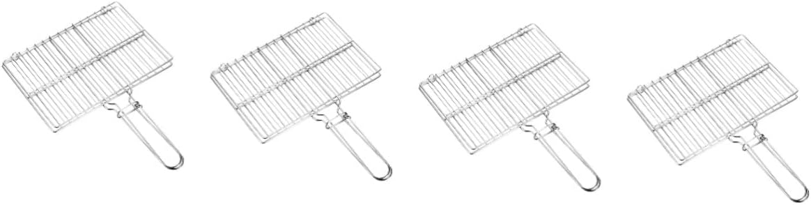 Happyyami 4pcs Grilled Fish Rack Barbecue Net Clip Hibachi Grill Shrimp Grill Baskets Grill Mats for Outdoor Grill Barbeque Grill Gas Grill Bbq Tool Heavy Barbecue Mat Stainless Steel Man