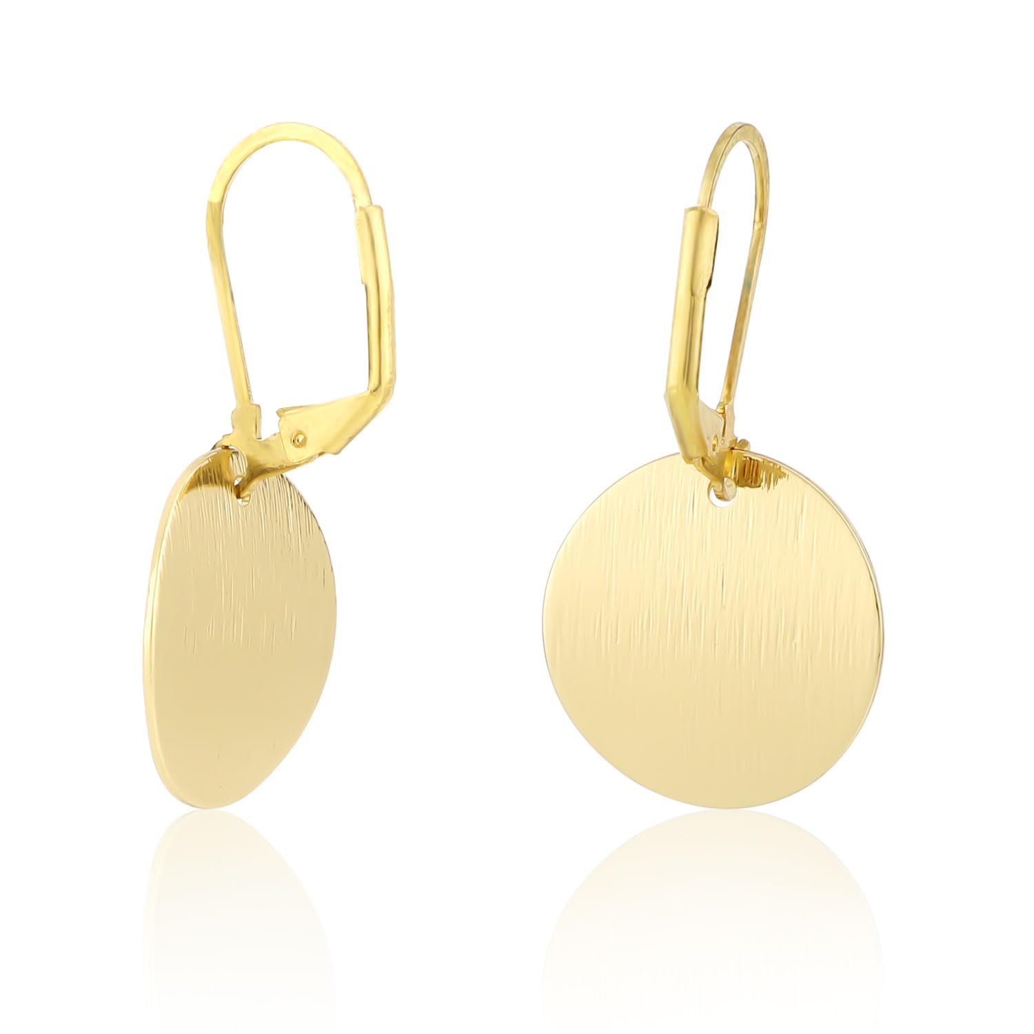 Orecchini A Disco Oro Con Pendente Moneta, Rotondi Piatti In Rame Leggeri Per Donna, 3,5x1,8 Cm