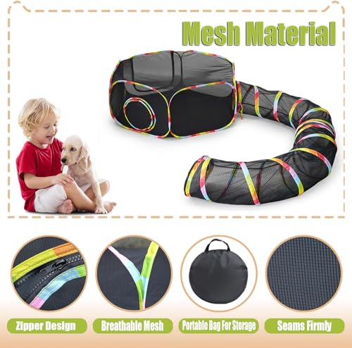 Túnel para gatos arcoíris y plegable para perros pequeños y conejos 5