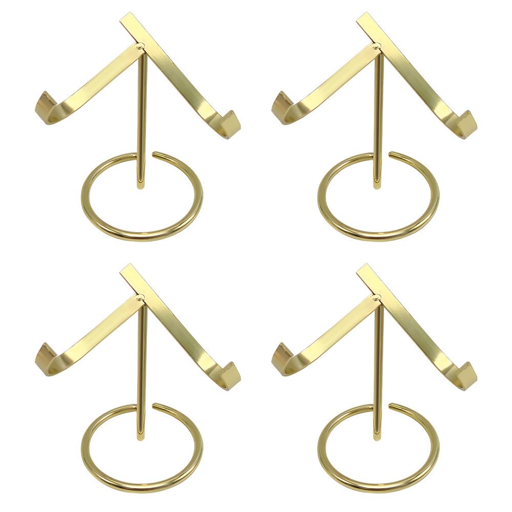 Bdkmms Gold Crystal Display Stand, 4Pcs Metal Crystal Heart Stones Ball Holder Mineral Specimen Easel Holder For Geodes Agate Fossils Plates Collection