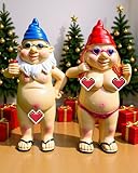 Leverse 2 PCS Garden Gnomes, 4.7 Inch Outdoor Statues, Funny Garden Gnomes Decorations for Yard, Lawn, Patio, Unique Home Decor Gifts for Woman, Man, Easter, Halloween, Christmas, Housewarming