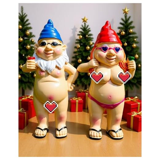 Leverse 2 PCS Garden Gnomes, 4.7 Inch Outdoor Statues, Funny Garden Gnomes Decorations for Yard, Lawn, Patio, Unique Home Decor Gifts for Woman, Man, Easter, Halloween, Christmas, Housewarming