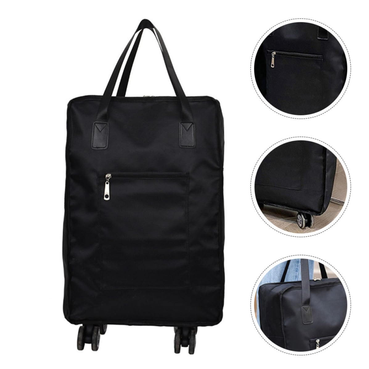 GALPADA Bolsa de Viaje Plegable para Fácil Transporte en Tela Oxford de Gran Capacidad Negra Diseño Compacto y Ruedas Multidireccionales en Viajes