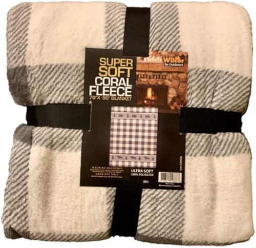 Adirondack Lodge - Manta de forro polar suave a cuadros blancos con osos, 70 x 90 pulgadas