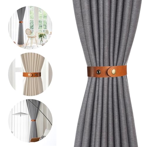 Curtain Tiebacks Holdbacks Rope Tie Hold Backs Back Clips Hooks Holder Accessories for Curtains, 2 Pcs Brown