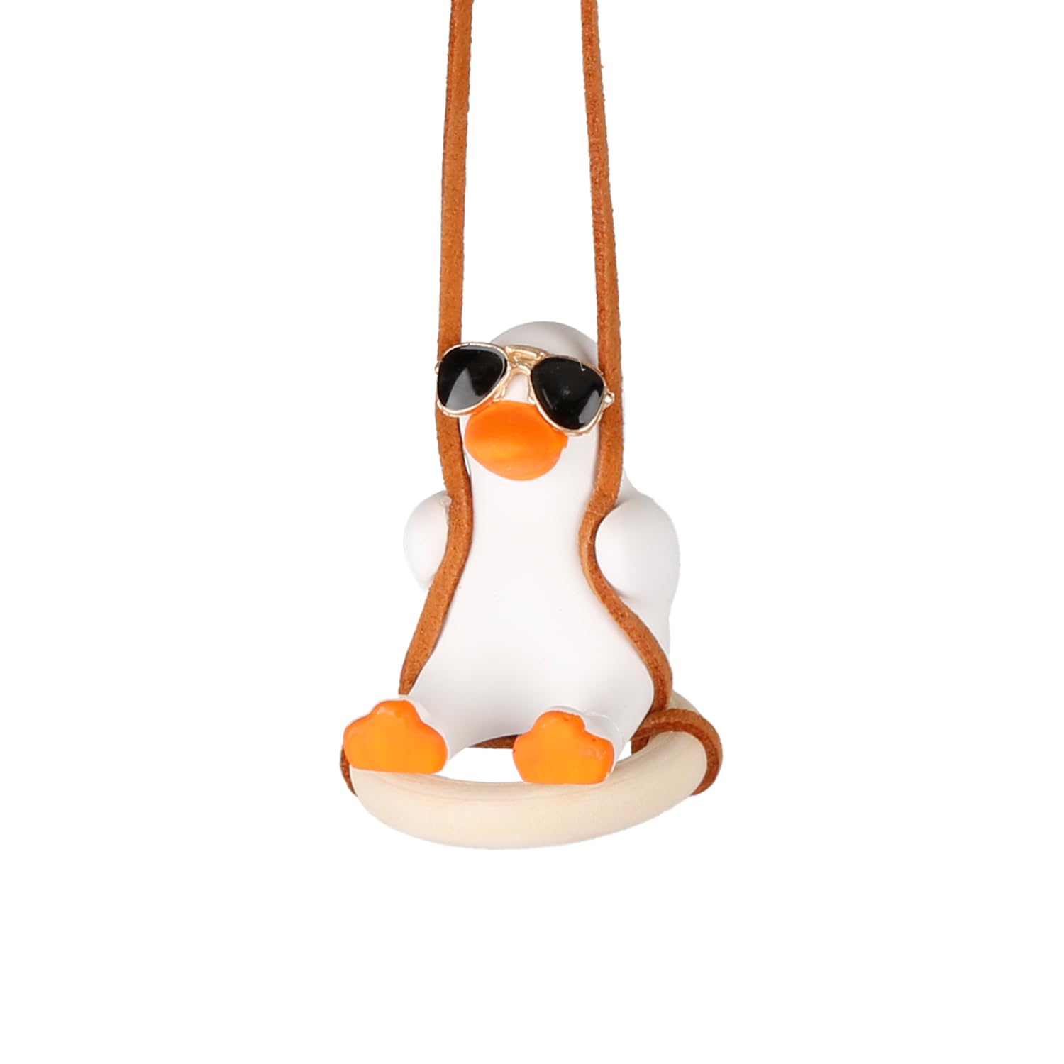 Tabanzhe White Swinging Duck Car Pendant-Cute Flying Duck Auto Rearview Mirror Charms Cool Hanging Ornament Car Vehicle Interior Decoration Accessories
