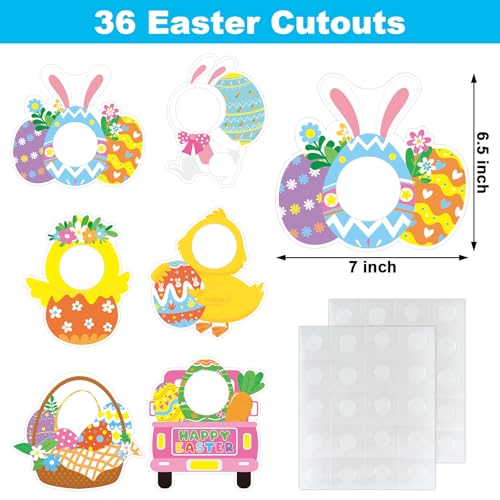 Image of 36 Pcs Easter Egg Cutouts Spring Chick Bunny Cutouts with Photo Space for DIY Craft Easter Bulletin Board Spring Classroom Party Wall Decoration (Easter Egg)