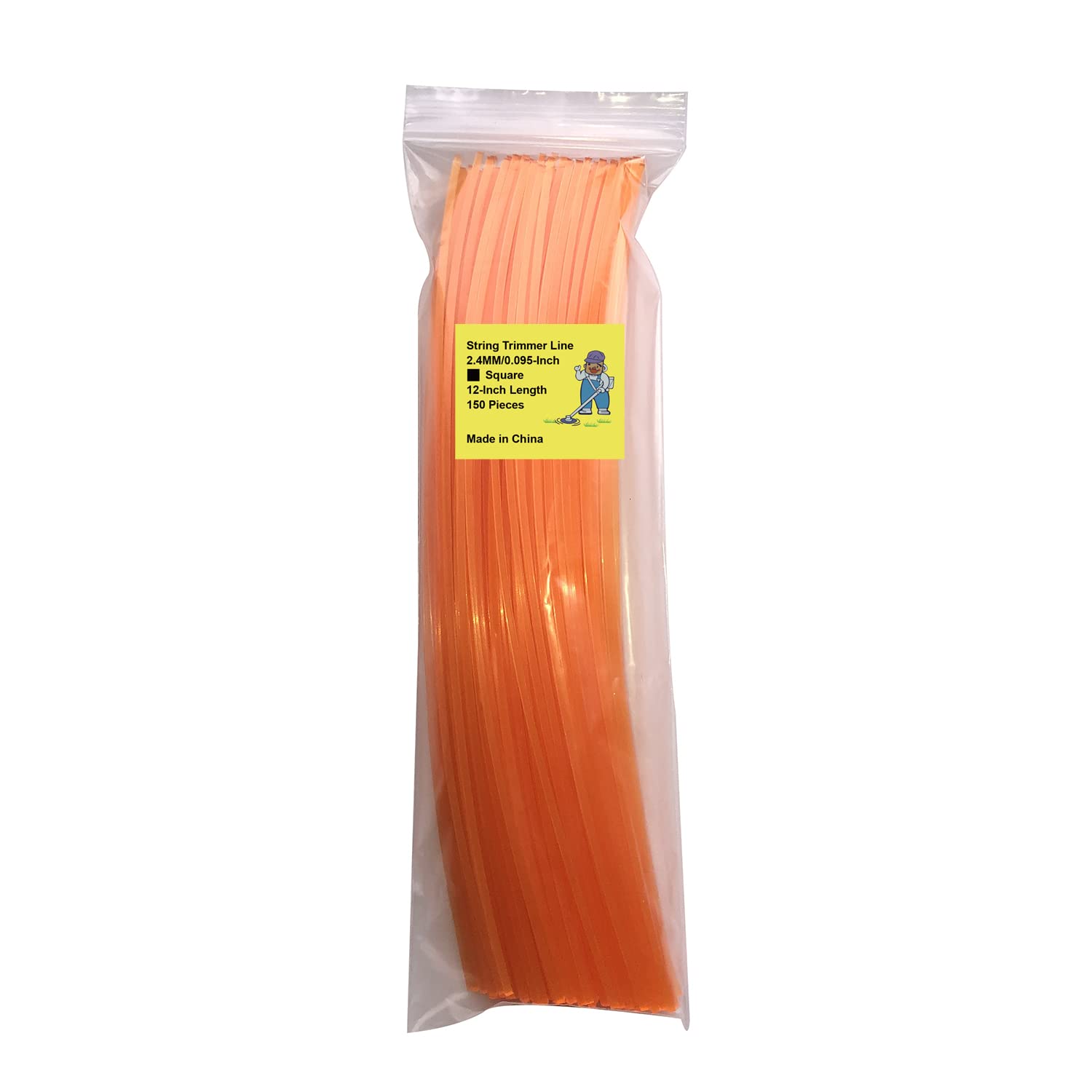 Fil carré pour débroussailleuse 2.4 mm pré-découpé - Lot de 150 cordes pour herbes épaisses