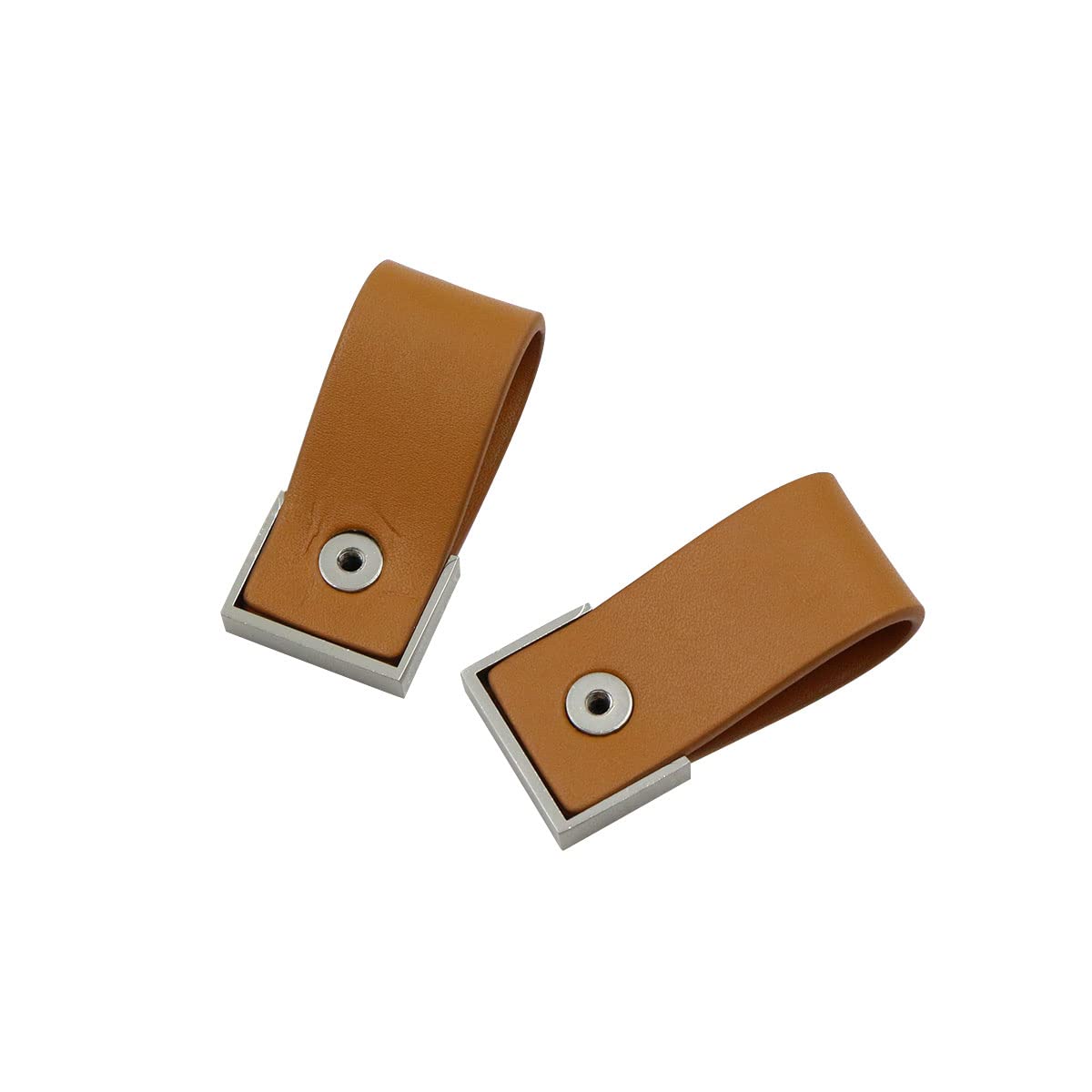 Maniglie di Cuoio in Pelle per Mobili Maniglia Porta Armadio Maniglie Tirando Raccordi - 2 Pezzi 128 Millimetri Alluminio Lente Cucina Rilievo Armadi da Cucina, Marrone Loop, Viti incluse