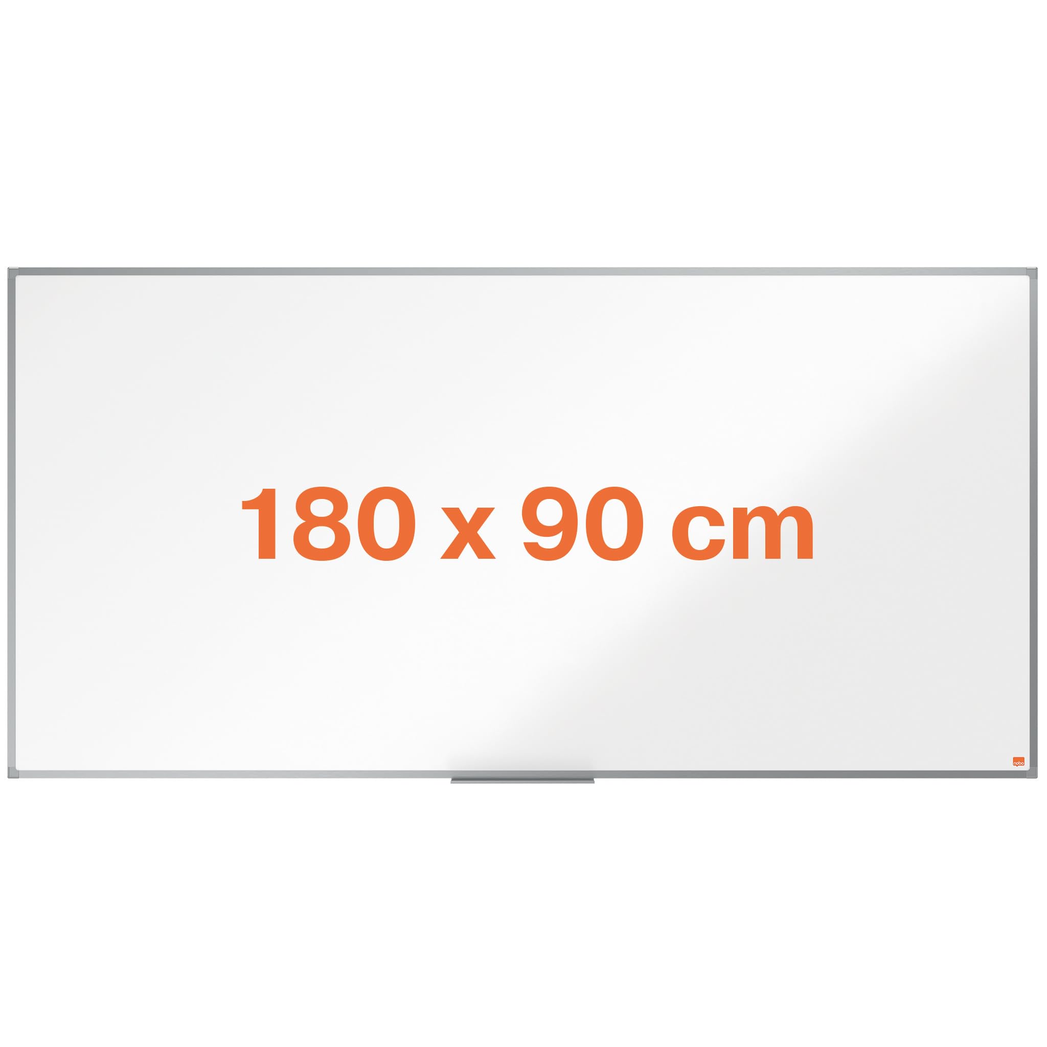 Steel Magnetic Whiteboard, 1800 x 900 mm, Aluminium Trim, Corner Wall Mounting, Includes Whiteboard Pen Tray, Essence Range, White, 1915450