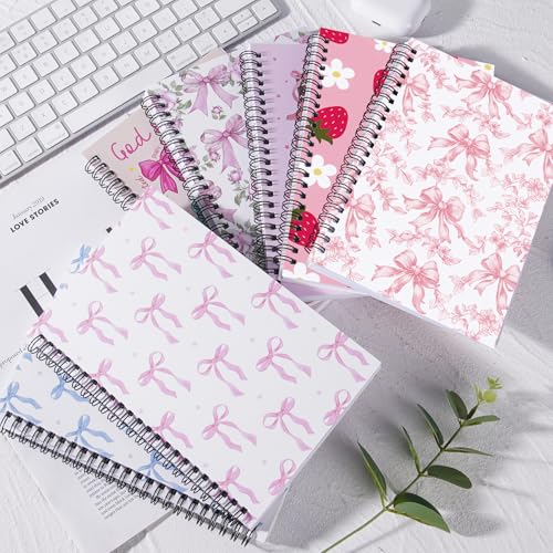Image of Pink Strawberry Spiral Notebook - Strawberry Journal for Women Cute Notepad Preppy Note Book Office Stationary Supplies School Study Stuff for Students 5.5x8.3 Inches