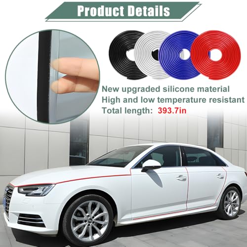 Image of Osilly Car Door Protector Edge Guards, 33Ft Anti Collision U Shaped Automobile Door Seal Protector, No Glue Vehicle Exterior Edge Trim Protective Strip Accessories, Universal Fit (Red)