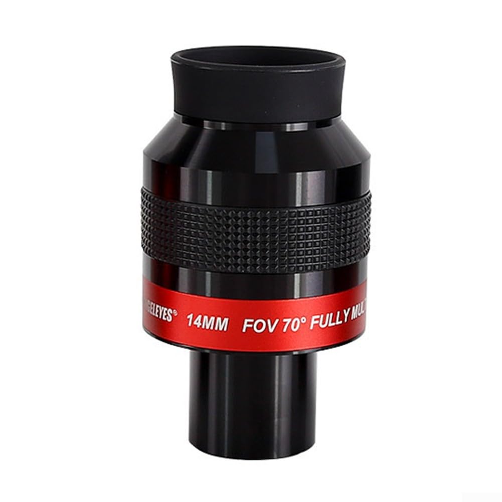 Ocular de campo plano ultra gran angular de 7 mm, 14 mm, 22 mm, lente par de 1.25 pulgadas para telescopio astronómico general, negro (longitud 14 mm)