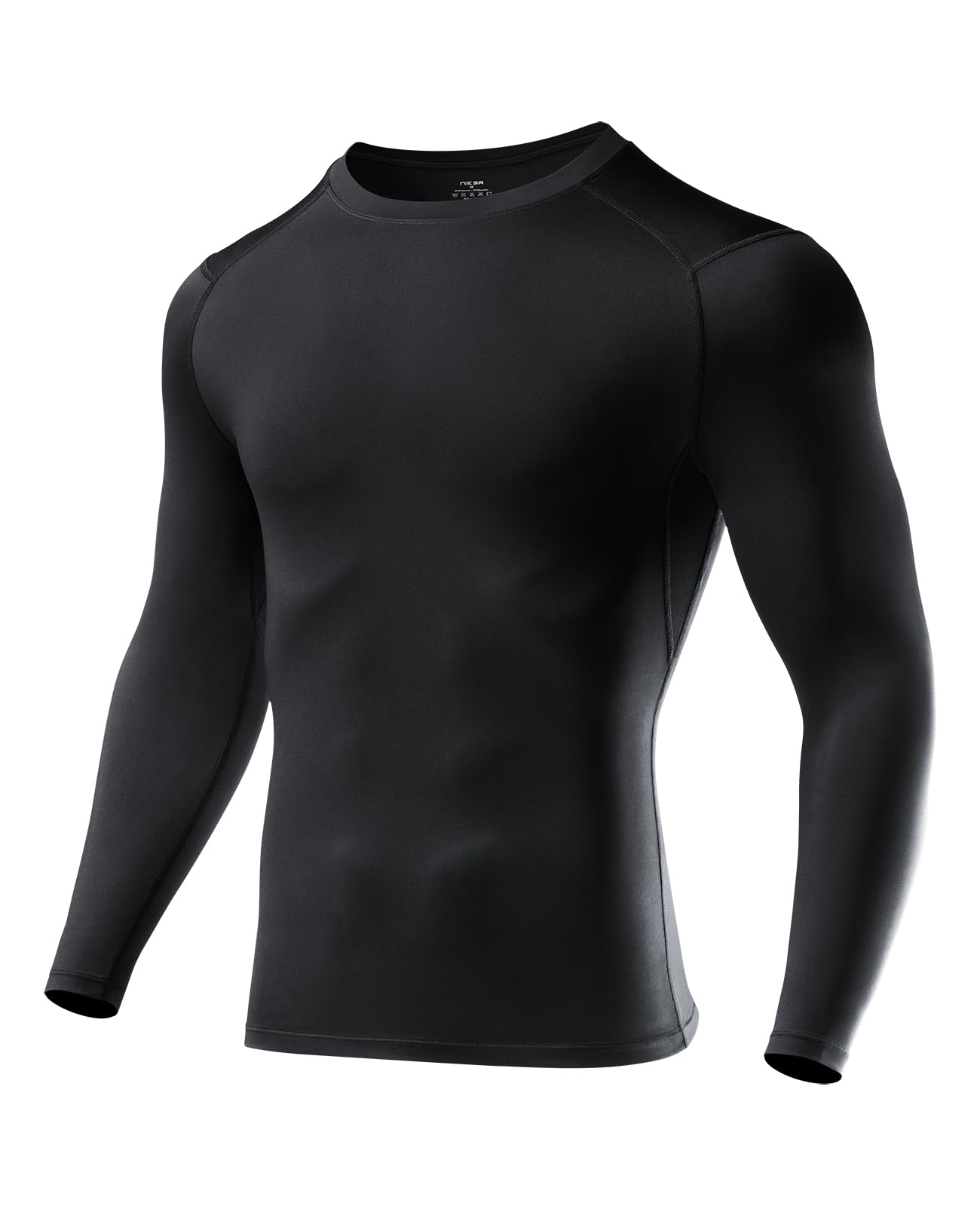 Niksa 1/2/3 Stück Kompressionsshirt Herren,Funktionsshirt Langarm Sportshirt Rundhalsausschnitt Atmungsaktiv Laufshirt für Running Workout Fitness