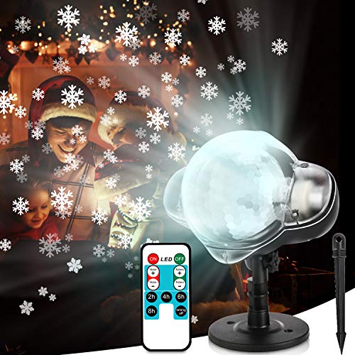 Christmas Projector Lights Outdoor, LED Snowfall Lights Xmas Snowflake Projector Lamp with Remote