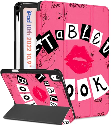 Wazzasoft for iPad A16 Case 2025 - for iPad 10th Generation Case Cute Women Girls Girly Aesthetic Book Unique Design Pencil Holder Auto Sleep/Wake Tablet Cover for Apple 11/10 10.9 Inch