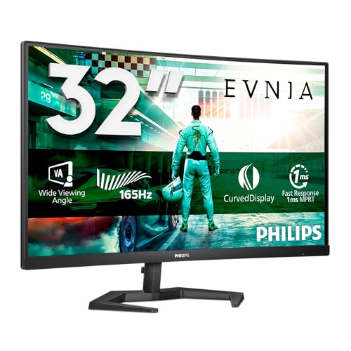 Philips Evnia Gaming Monitor Curvo 27M1C3200VL/00 27 VA full HD 1920 x 1080, 165 Hz, 1 ms, low input lag, 2 HDMI e display port, nero, vesa